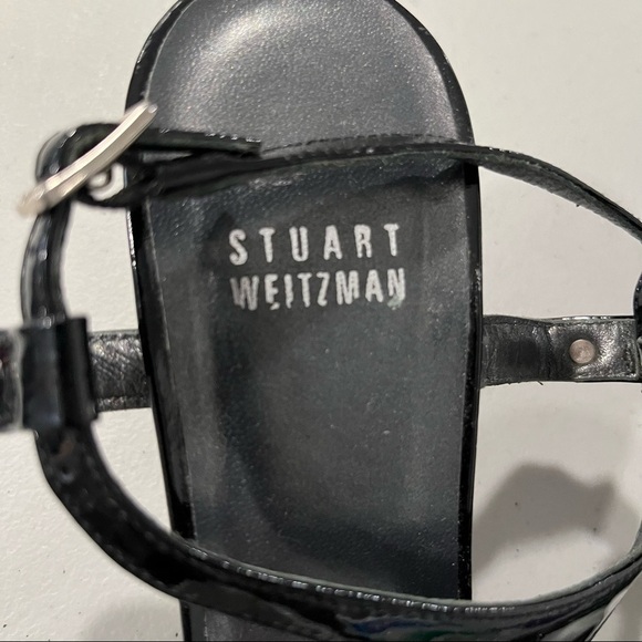 Stuart Weitzman Black Patent T Strap Sandals 6.5 - Picture 5 of 7